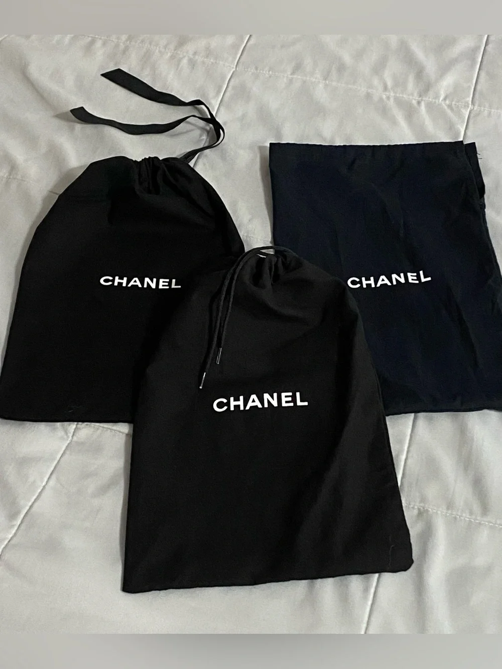 Chanel Small‎ Size Black Purse Shoe Protector Dust Bag Bundle Designer 12 x 7.5